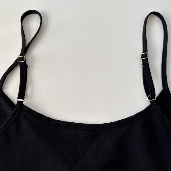 Black Camisole Tank Top Pearl Embellished Sheer Cami Minimalist Y2K Coquette M - Picture 8 of 11